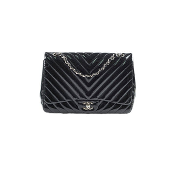 Top Quality Chanel Jumbo Single Flap Chevron Black