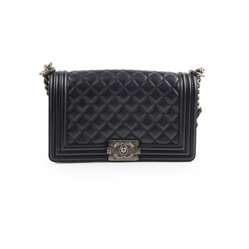 Top Quality Chanel Old Medium Boy Black Lambskin - Series 23