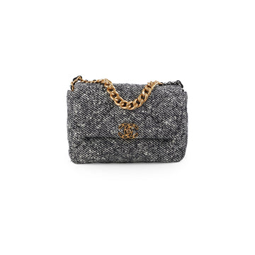 Top Quality Chanel 19 Tweed Medium/Large Flap Bag Grey/Black