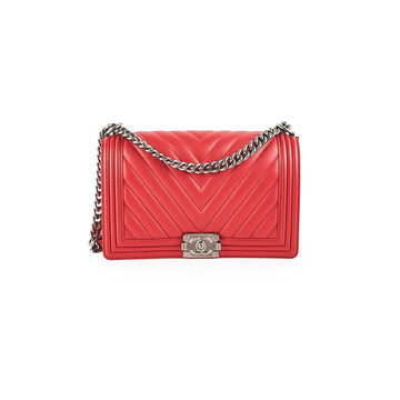 Top Quality Chanel New Medium Boy Lambskin Red