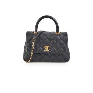 Top Quality Chanel Small Coco Handle Caviar Black
