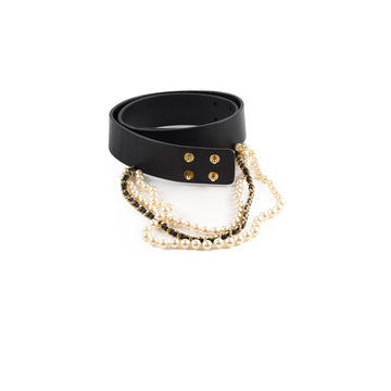 Top Quality Chanel leather pearl belt size 75