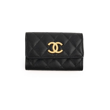 Top Quality Chanel Flap Black Caviar Wallet - Microchipped