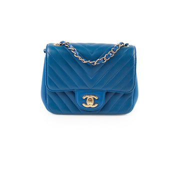 Top Quality Chanel Mini Square Chevron Bag Blue