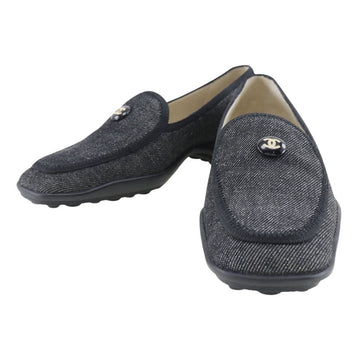 Top Quality Chanel Denim Coco Button Loafers Black