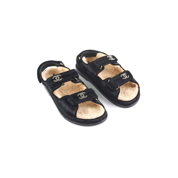Top Quality Chanel Calf Hair Sandals Black 36 2023