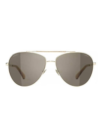 Eyewear Double Bridge Aviator Sunglasses Pale Gold Brown Chanel
