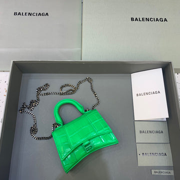 BLN-Ciaga Hourglass Mini Handbag With Chain In Green, For Women,  Bags 4.7in/12Luxe Carry