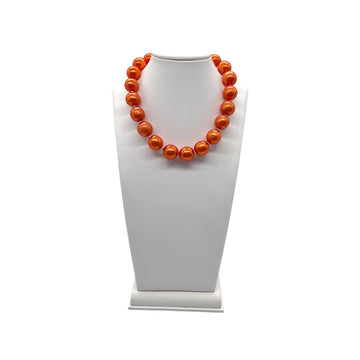 Top Quality Chanel Red Orange Synthetic Pearl Necklace