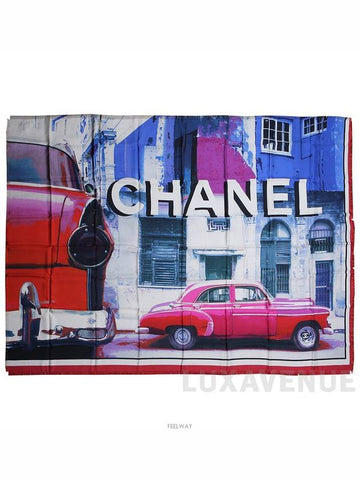 cruise cuba havana silk scarf shawl muffler red car Chanel