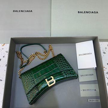 BLN-Ciaga Hourglass Wallet On Chain in Dark Green, For Women,  Bags 9in/23Luxe Carry
