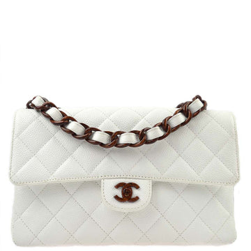 Top Quality Chanel White Caviar Medium Single Flap Shoulder Bag