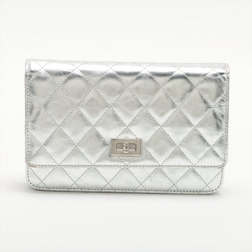 Top Quality Chanel 2.55 Leather Chain Wallet Silver Silver