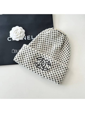 CC logo cashmere beanie knit hat AAA204 Chanel