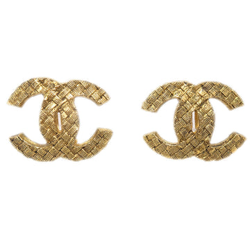 Top Quality Chanel Woven CC Earrings Clip-On Gold 2913