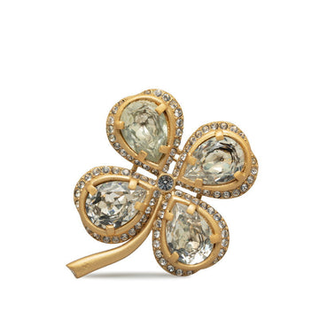 Top Quality Chanel   Brooch Clover Rhinestone Gold Plating
