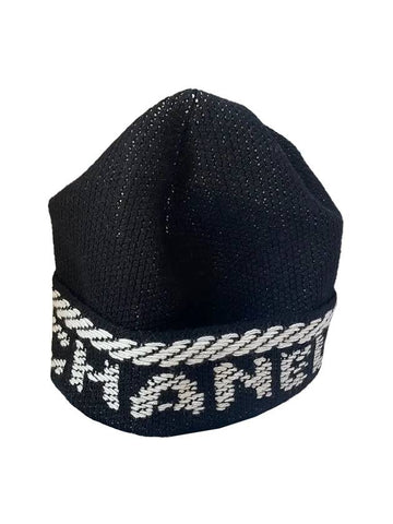 Lettering Logo Cashmere Beanie Black Chanel