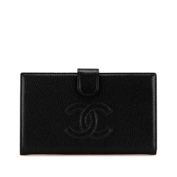 Top Quality Chanel Caviar Skin Coco Mark Long Wallet A13498