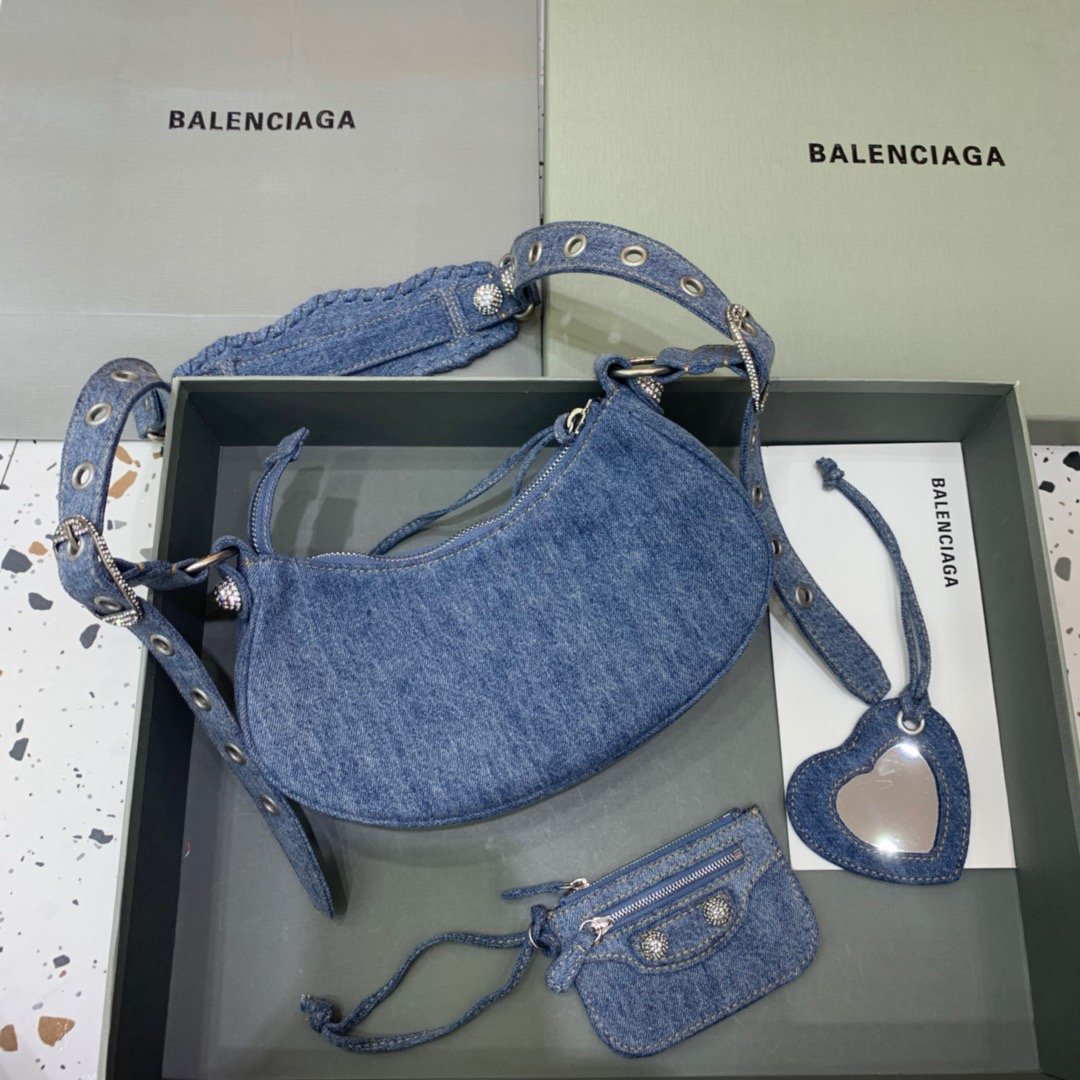 BLN-Ciaga Le Cagole XS Shoulder Bag In Blue Washed, For Women,  Bags 10.2in/26Luxe Carry