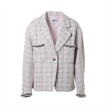 Top Quality Chanel Coconut Button P70 Twid Jacket 38 Pink