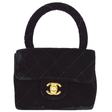 Top Quality Chanel 1994-1996 Black Velvet Classic Flap Micro Handbag
