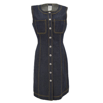 Top Quality Chanel Sleeveless Denim Dress Indigo E97 #42