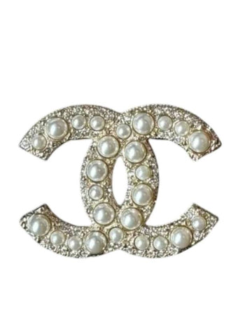 Classic CC Logo Pearl Brooch Gold Chanel