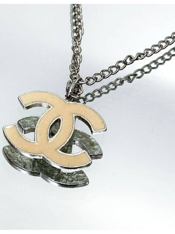 CC logo coco white silver necklace 4VCHA27094 Chanel