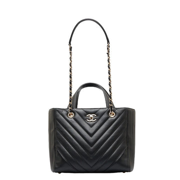 Top Quality Chanel Chevron V tick Handbags Shoulder Bag 2WAY Black Leather  CHANEL