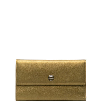 Top Quality Chanel Cocomark Three Folded Wallet Long Wallet Metal Curry Leather  CHANEL