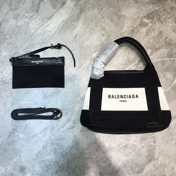 BLN-Ciaga Navy Small Cabas Tote Bag In Black And White, For Women,  Bags 18.5in/47Luxe Carry