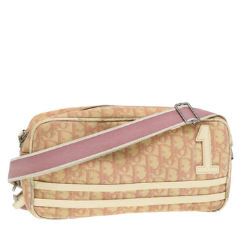 CHRISTIAN Top quality Dior Trotter Canvas Shoulder Bag Pink Auth bs15962