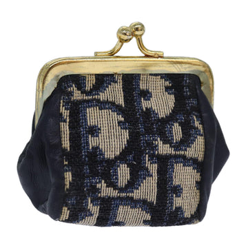 CHRISTIAN Top quality Dior Trotter Canvas Gamaguchi Coin Purse Navy Auth bs15973