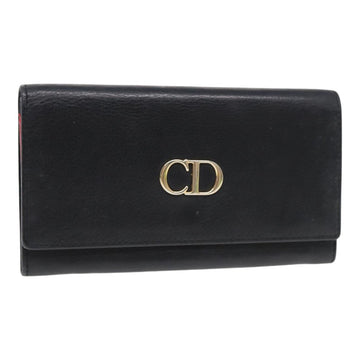 CHRISTIAN Top quality Dior Long Wallet Leather Black Gold Auth bs17142