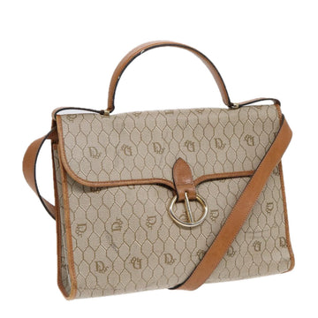 CHRISTIAN Top quality Dior Honeycomb Canvas Hand Bag PVC 2way Beige Gold Auth bs17306