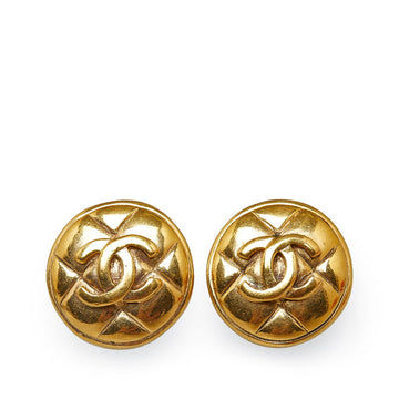 Top Quality Chanel Matelasse Coco Mark Gold Plated Earrings