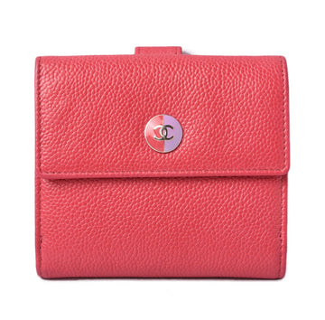 Top Quality Chanel Caviar Skin Bifold Wallet Rose/Purple