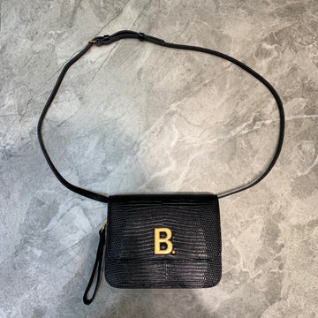 BLN-Ciaga B Small Lizard Effect Cross-body Bag In Black, For Women,  Bags 7in/18Luxe Carry