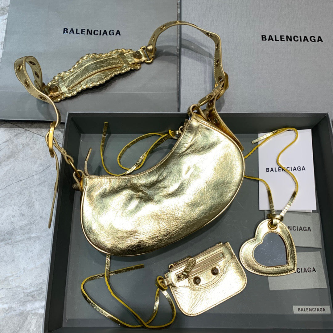 BLN-Ciaga Le Cagole XS Shoulder Bag In Gold, For Women,  Bags 10.2in/26Luxe Carry 6713090GT3M8005