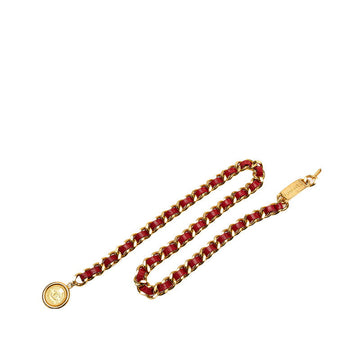Top Quality Chanel Coco Mark Medal Chain Belt Gold Red