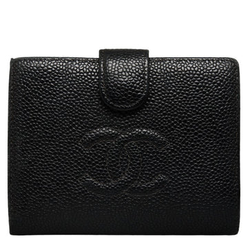 Top Quality Chanel Cocomark Double Folded Wallet Black Caviar  Leather  CHANEL