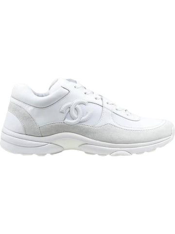 Cruz CC Logo Suede Low Top Sneakers White Chanel