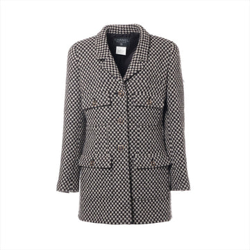 Top Quality Chanel Coconut Button 95A Wool  Silk Coat 44  Beige × Brown P05266 TWIDE