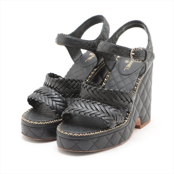 Top Quality Chanel Coco Matrasse Leather Sandal 37  Black G30758