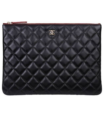 Classic Medium Lambskin Clutch Bag Black Chanel
