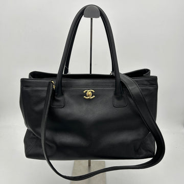 Top Quality Chanel Black Calfskin Shoulder Bag Large