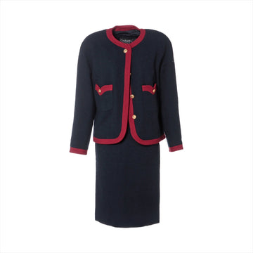 Top Quality Chanel Coconut Button   Wool Setup 34  Navy x Red 20370 Wicker G Button