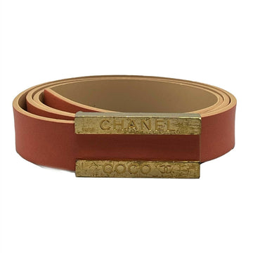 Top Quality Chanel - 01P 2001 Spring   Leather Belt -Salmon / Gold 80 / 32
