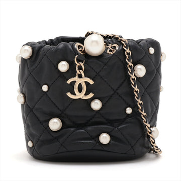Top Quality Chanel Matrasse  Handle Shoulder Bag Pearl Black G  31st AS2518