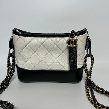 Top Quality Chanel White/Black Leather Gabrielle Shoulder Bag - NG102618